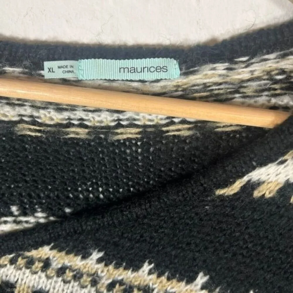 Maurices‎ cozy black striped cardigan with fringe size XL